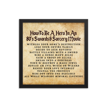Load image into Gallery viewer, *NEW* "How to Be A Hero" 80's Framed Poster