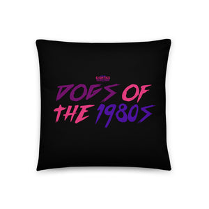 "Dogs of the 80s" Black Throw Pillow