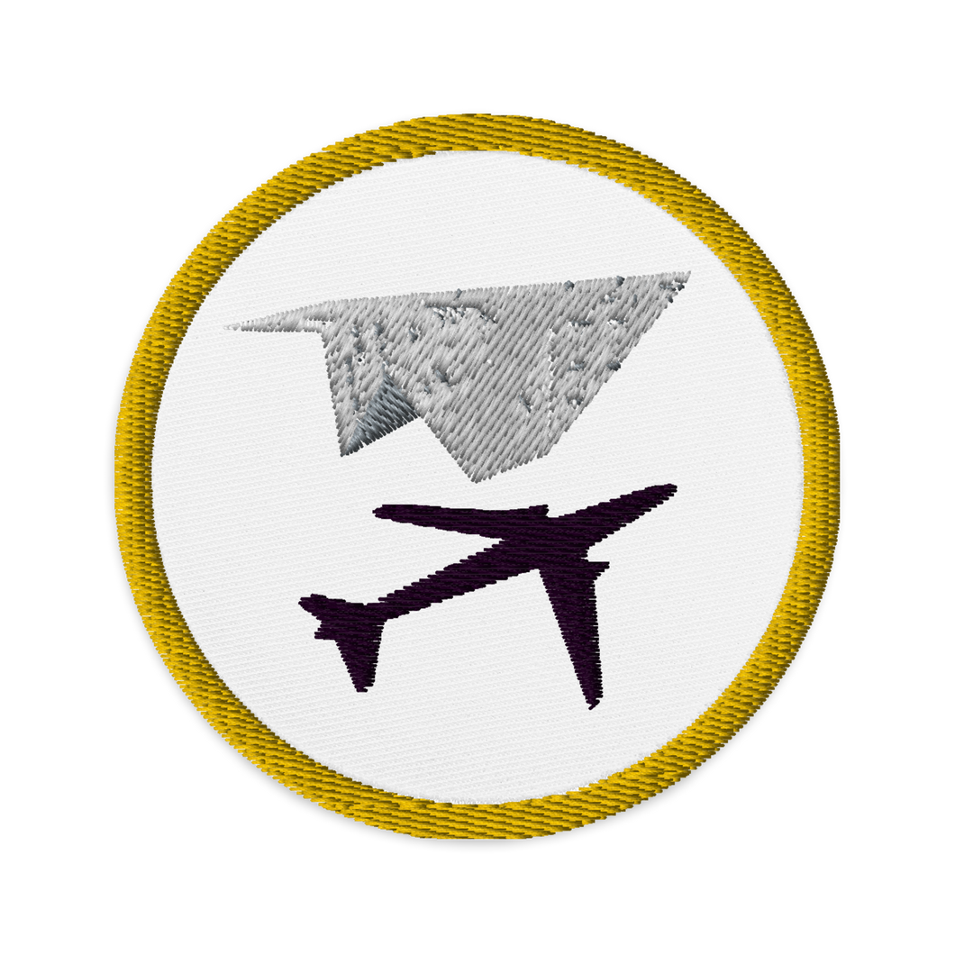 Flyover Film Festival Paper Airplane Logo Embroidered Patch