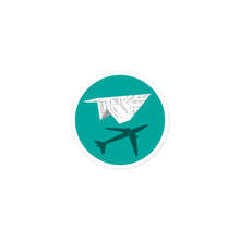 Load image into Gallery viewer, Flyover Film Festival Paper Airplane Sticker - Circle
