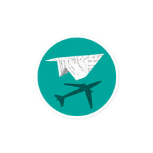 Load image into Gallery viewer, Flyover Film Festival Paper Airplane Sticker - Circle
