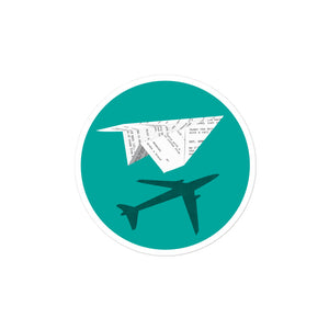 Flyover Film Festival Paper Airplane Sticker - Circle