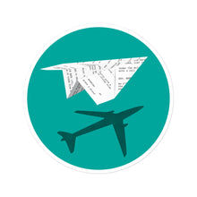 Load image into Gallery viewer, Flyover Film Festival Paper Airplane Sticker - Circle
